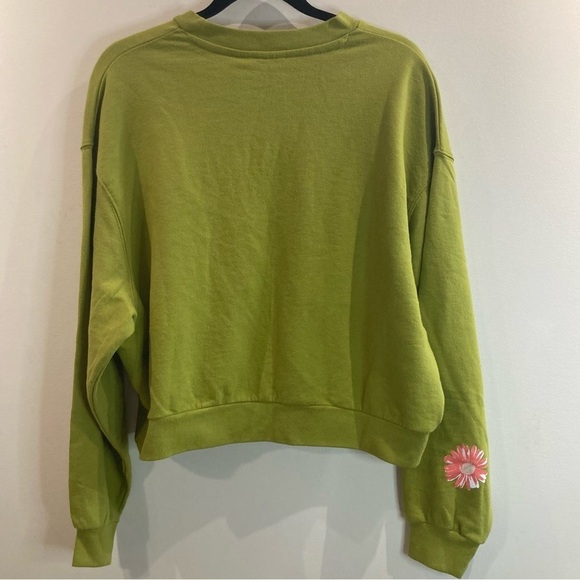 LEVI’S Sz L Vintage Crewneck  Flower Motif Pull On Cropped Sweatshirt Top NEW - Picture 4 of 12